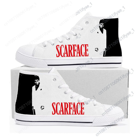 Scarface High Top Sneakers Mens Womens Teenager High Quality Al Pacino Canvas Sneaker couple Casual Shoe Customize Shoes - Premium high tops from Lizard Vigilante - Just $39.99! Shop now at Lizard Vigilante