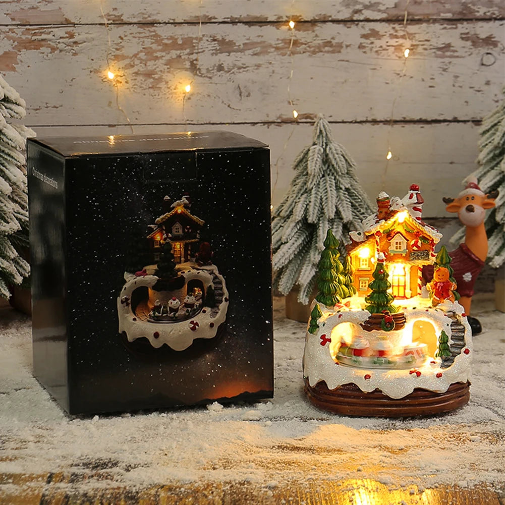 Christmas Music Box Illuminated Music Resin House Ornament Rotating Winter Scene 6.3inch Home Tabletop Decoration Gift for Kids - Premium  from Lizard Vigilante - Just $42.99! Shop now at Lizard Vigilante