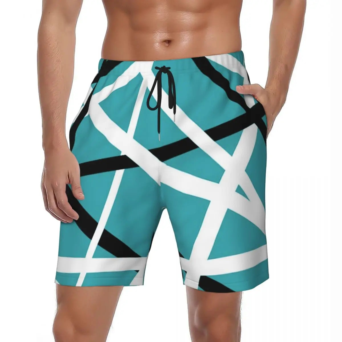 Van Halen Summer Stripes Gym & Swim Shorts – Fast-Dry Digital Print Board Shorts for Men’s Beach Adventures - Premium shorts from Lizard Vigilante - Just $38.88! Shop now at Lizard Vigilante