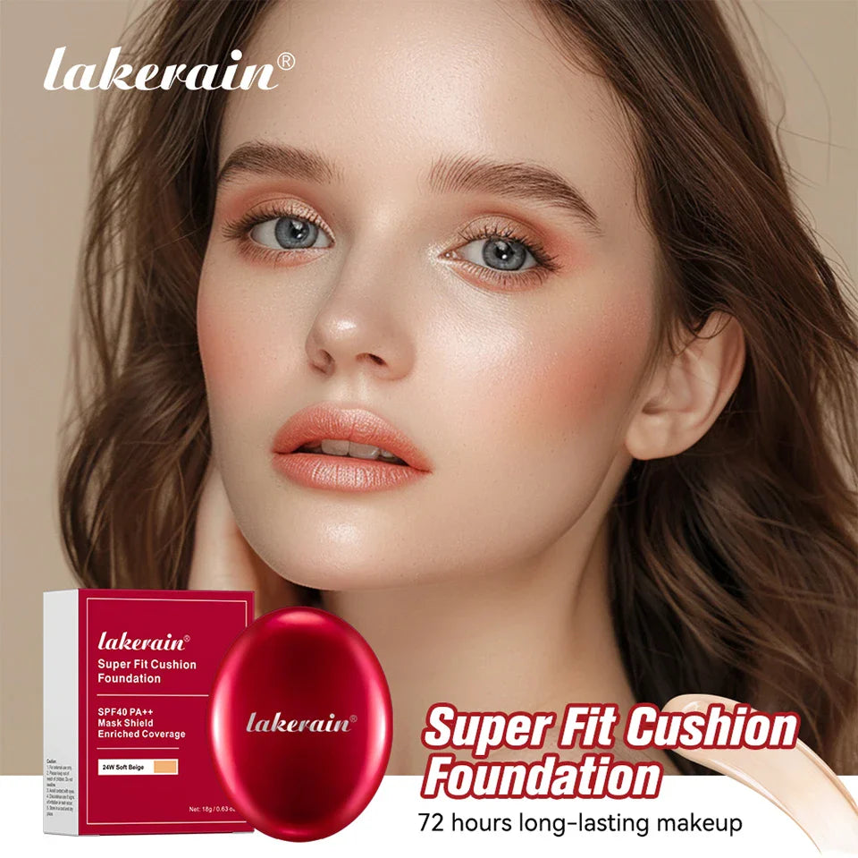 Lakerain Sunscreen Cushion Foundation  Waterproof Long-lasting Brighten Foundation Cream Women Base Makeup Face Korean Cosmetics