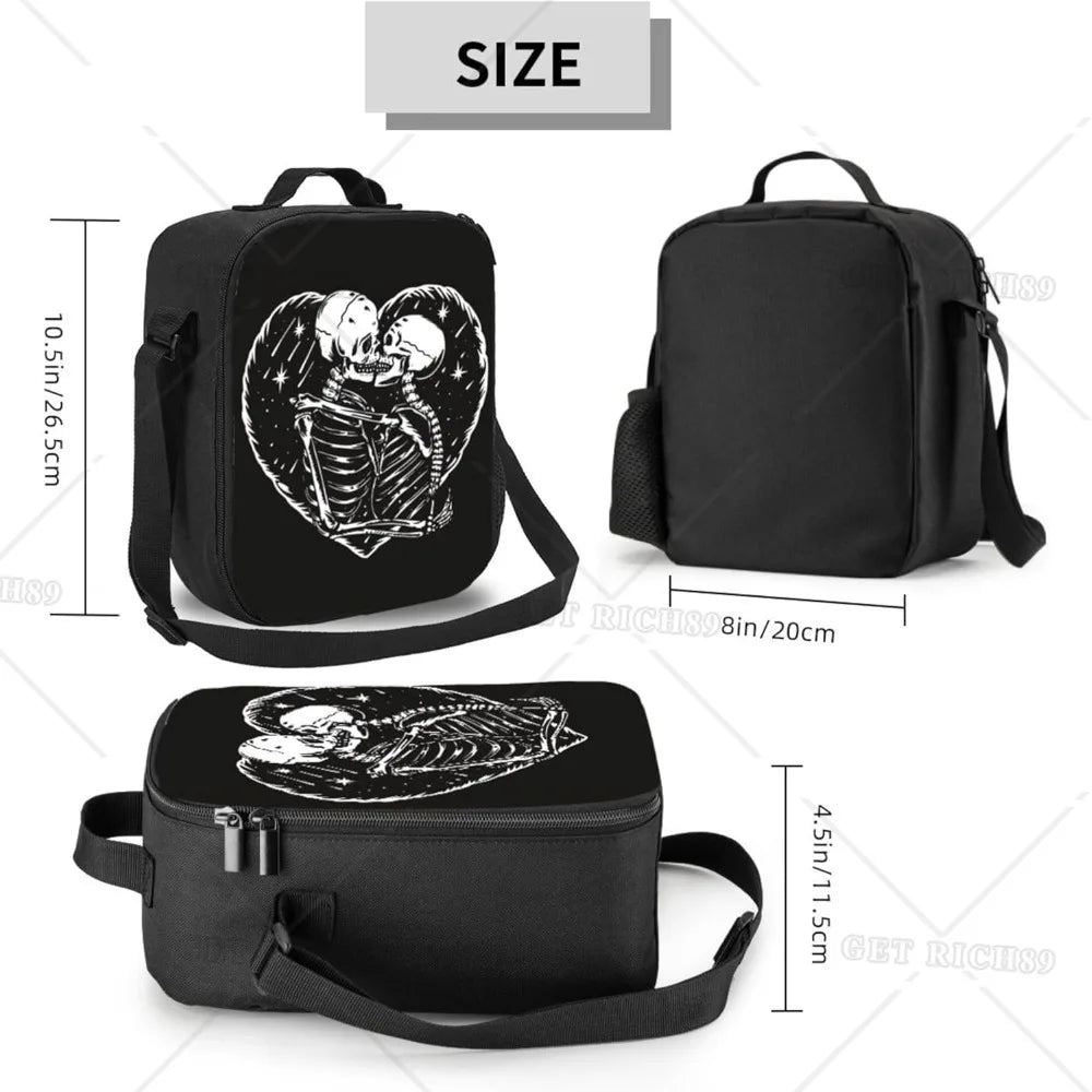 Skull Skeleton Black Lunch Bag – Insulated Reusable Cooler Box for Work, Picnic, Beach, and Fishing - Premium lunch bag from Lizard Vigilante - Just $22.99! Shop now at Lizard Vigilante