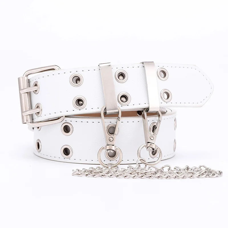 Women's Punk Chain Belt - Alloy Buckle, PU Leather - Premium belt from Lizard Vigilante - Just $18.99! Shop now at Lizard Vigilante