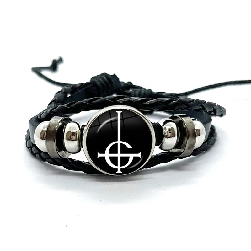 Ghost Rock Band PaPa Black Leather Bracelet | Multilayer Braided Bangle | Handmade Trendy Jewelry Gifts - Premium Bracelet from Lizard Vigilante - Just $19.97! Shop now at Lizard Vigilante