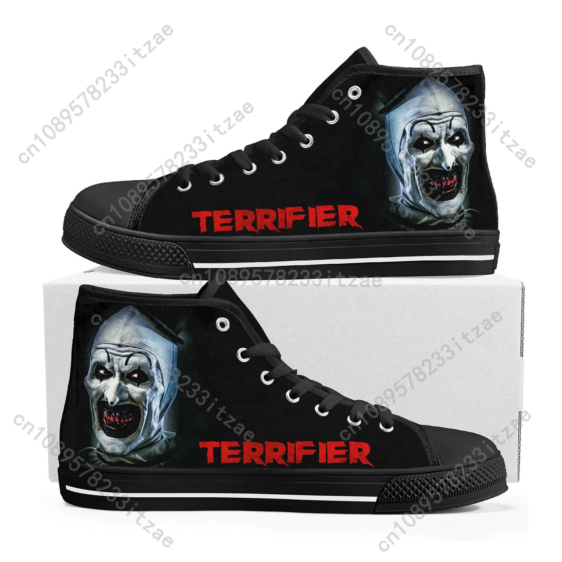 Terrifier Clown halloween shoes High Top Sneakers Mens Womens Teenager High Quality Canvas Sneaker Casual Shoe Customize Shoes - Premium  from Lizard Vigilante - Just $23.99! Shop now at Lizard Vigilante