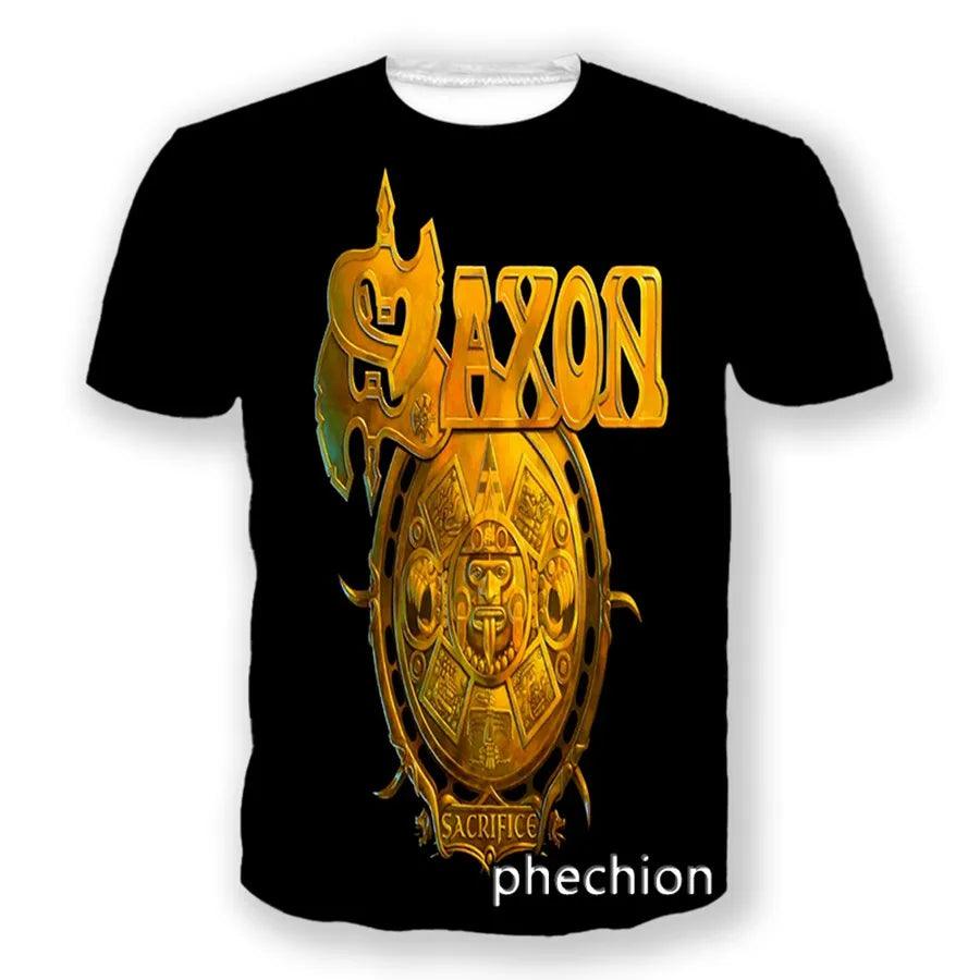 Saxon Band 3D Print Men T Shirt Heavy Metal Rock Group Women Tshirt Unisex Clothing Top - Lizard Vigilante