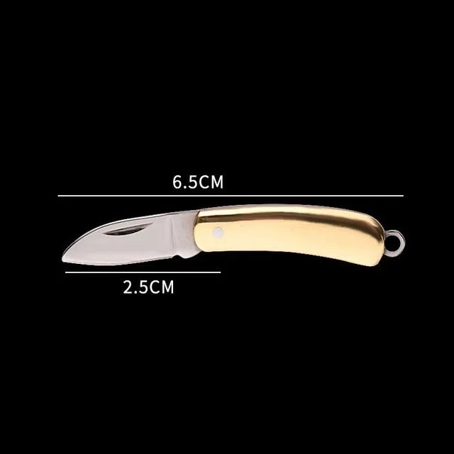 Mini Brass Folding Knife Sharp Delicate Knife Gift Outdoor Carry Key Chain Pendant Pocket Knife Self-defence Delivery Tools - Premium  from Lizard Vigilante - Just $5.99! Shop now at Lizard Vigilante