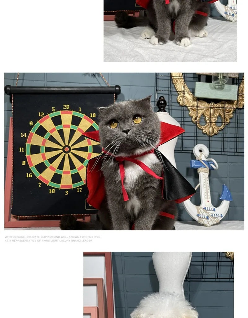 Halloween Pet Costumes Cosplay Vampire Cloak For Small Dog Cat Kitten Puppy Dress Kawaii Pet Clothes Cat Accessoties Gift