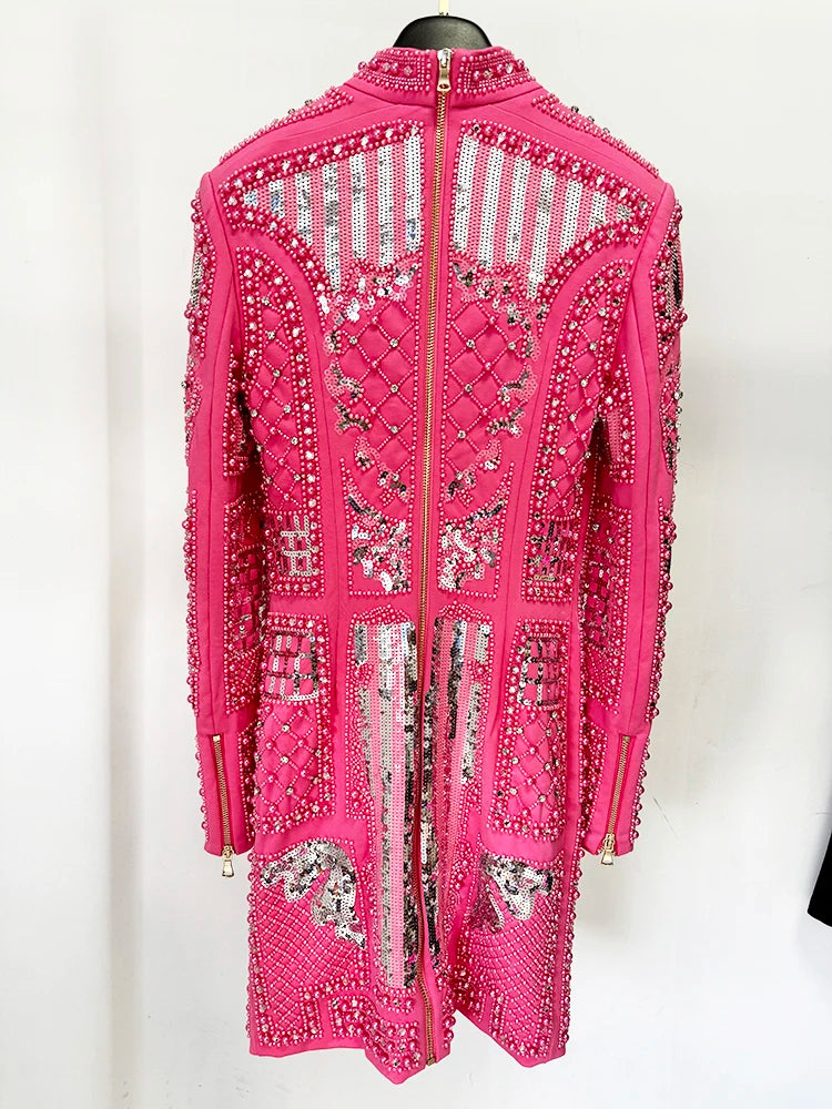 O’ZACKET Midnight Voltage: Luxe Pearl & Sequin Power Dress