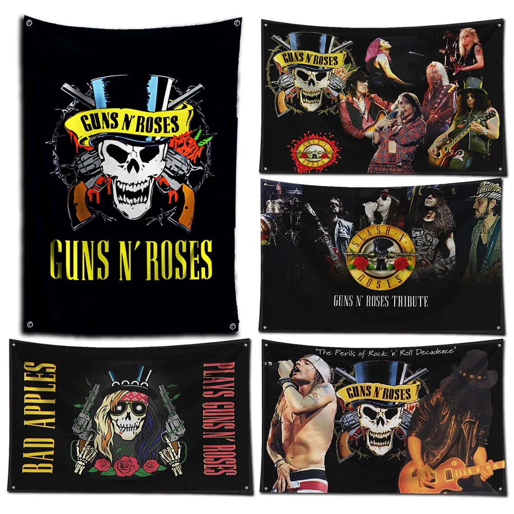 Guns N' Roses Rock Band Flag – 3x5 FT Polyester Banner with Digital Printing and Brass Grommets for Garage or Outdoor Decor - Premium flag from Lizard Vigilante - Just $19.99! Shop now at Lizard Vigilante