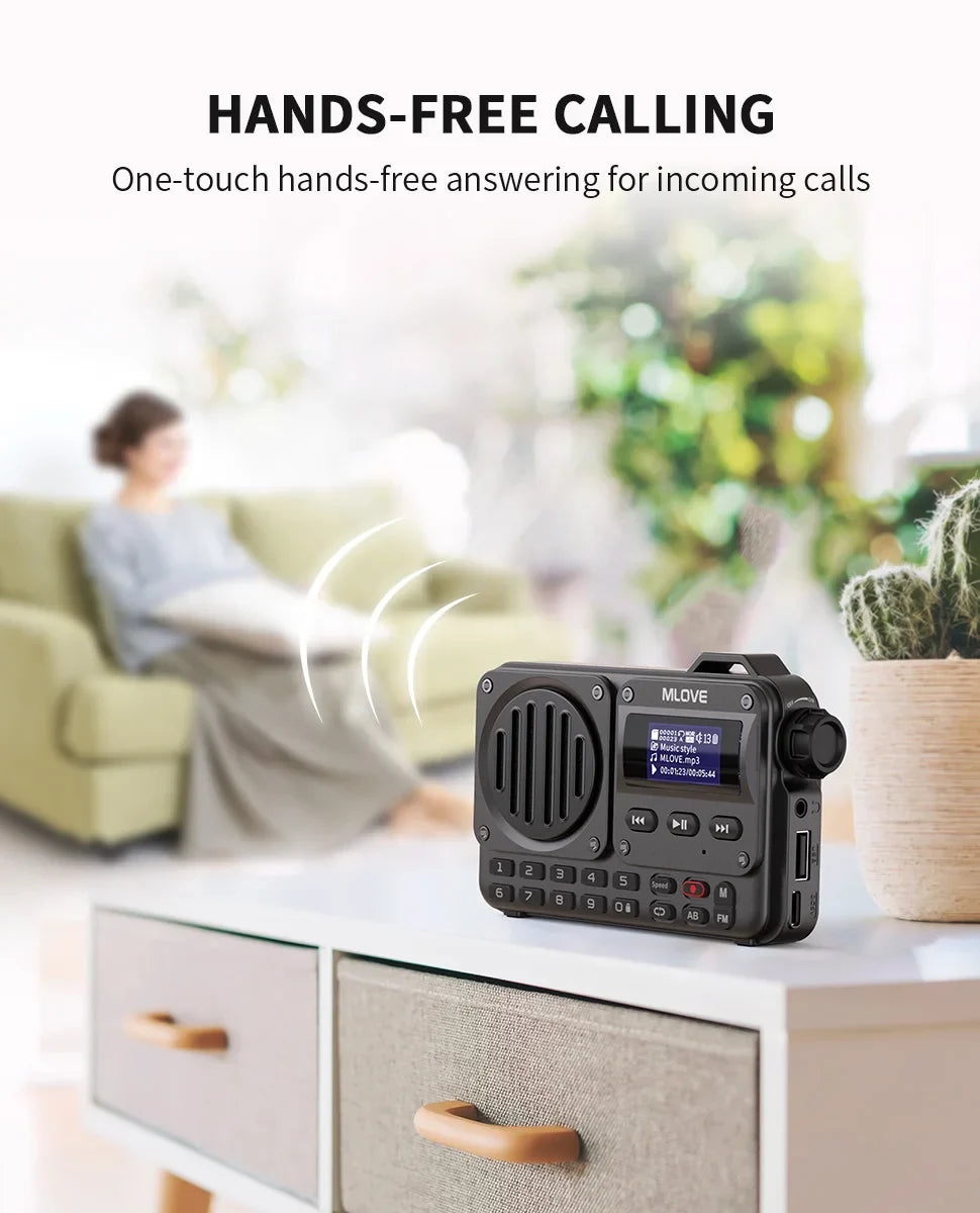 MLOVE BV800 Super-Portable Bluetooth Speaker with FM Radio,LCD Screen Display, Antenna, AUX Input, USB Disk, TF Card, MP3 Player