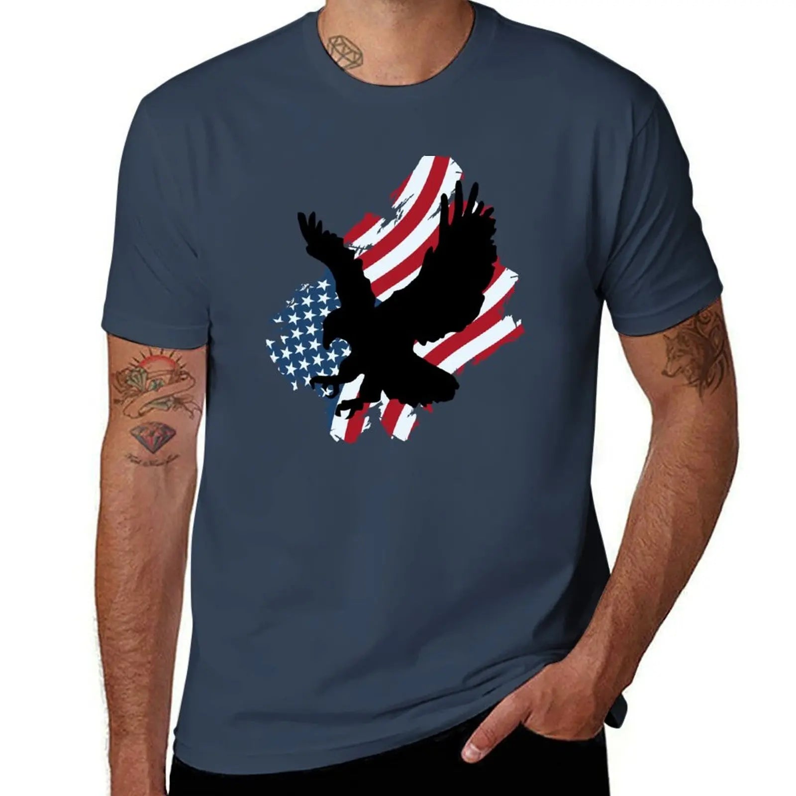 Eagle Distressed USA Flag T-Shirt Boys Animal Print Fashion Mens Clothing - Premium  from Lizard Vigilante - Just $23.39! Shop now at Lizard Vigilante