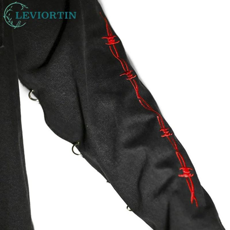 Demon Skull or Snake Hunter Black Denim Jacket Rock Punk Heavy Metal Harajuku Gothic Sweatshirt Sudadera Suspenders Hole Streetwear - Premium denim jacket from Lizard Vigilante - Just $44.99! Shop now at Lizard Vigilante