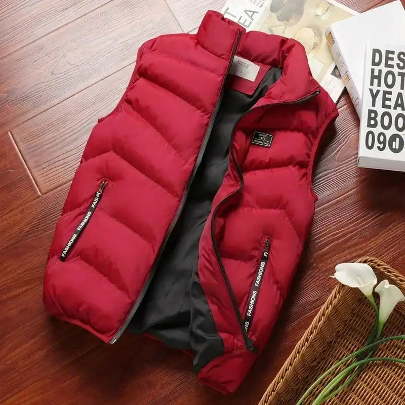 2024 New Puffer Sleeveless Coats Mens Solid Color Down Jacket Winter Warm Vest Jacket Men Waistcoat Outwear Windbreaker Clothing