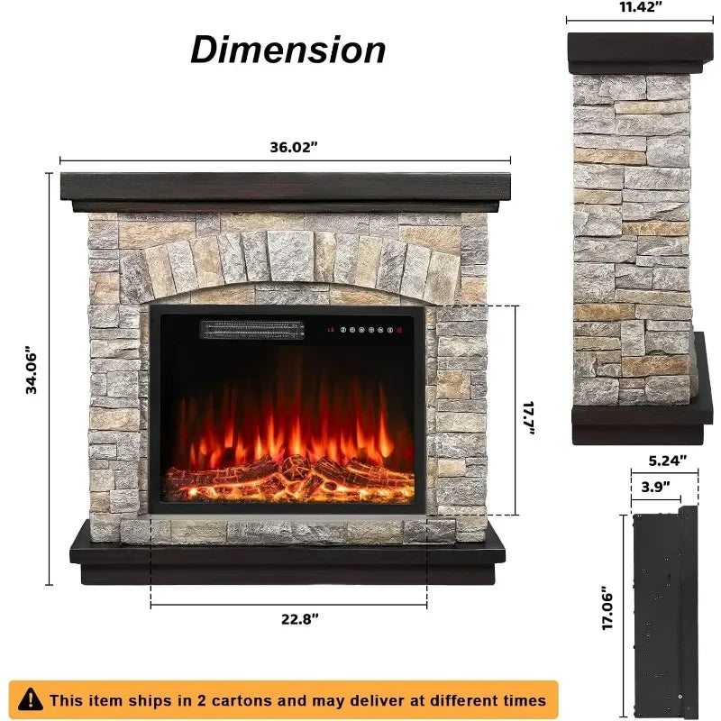 36-Inch Electric Fireplace with Mantel & 23-Inch Insert | Freestanding Heater & TV Stand with Remote Control Timer - Premium fireplace from Lizard Vigilante - Just $1091.08! Shop now at Lizard Vigilante