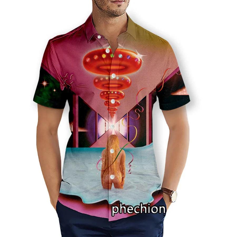 Rainbow Hawaiian Mens Short Sleeve Rock 3D Printed Casual Shirts Fashion Streetwear Men Tops X12 - Lizard Vigilante