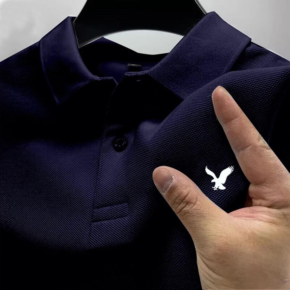 Summer New Eagle POLO Shirt Men's Lapel Casual Versatile Business High Quality Breathable Short Sleeve Printed Multicolor T-shirt Top - Lizard Vigilante