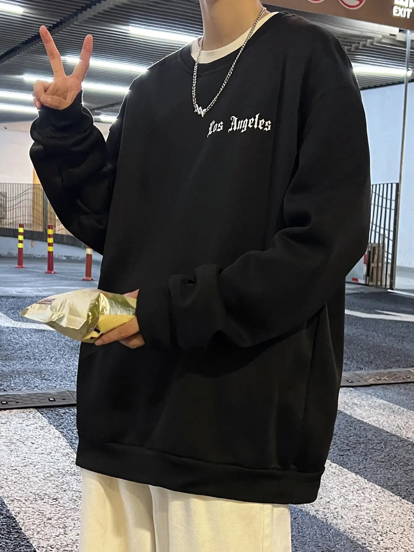 Art Letter Los Angeles Male Sweatshirts Hip Hop Simple Pullovers Fleece Casual Hoodies Autumn Comfortable Streetwear Sportswear