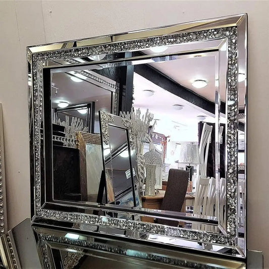 Crushed Diamond Beveled Wall Mirror - Elegant and Modern - Premium  from Lizard Vigilante - Just $270.99! Shop now at Lizard Vigilante