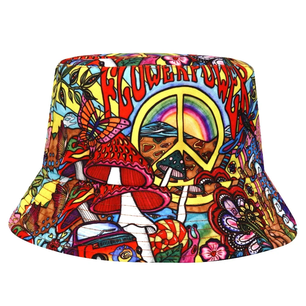 Summer Sun Protection Bucket Hat for Men Women Panama Cap Print Hip Hop Gorros Fishing Fisherman Hat Double Side Wear Fashion - Premium T-Shirts from Lizard Vigilante - Just $7.99! Shop now at Lizard Vigilante