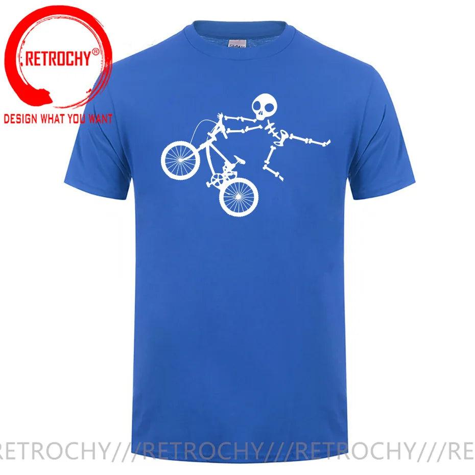 Skeleton Alien BMX Cycle Bike T-Shirt Custom Short Sleeve MTB Skull Biker TShirt Funny Fall O Neck Cotton T Shirt for Men - Lizard Vigilante