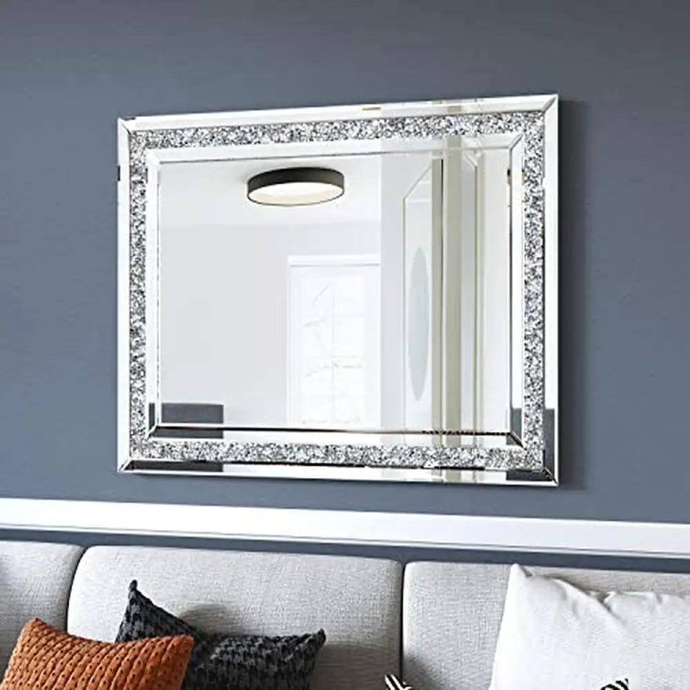 Crushed Diamond Beveled Wall Mirror - Elegant and Modern - Premium  from Lizard Vigilante - Just $270.99! Shop now at Lizard Vigilante