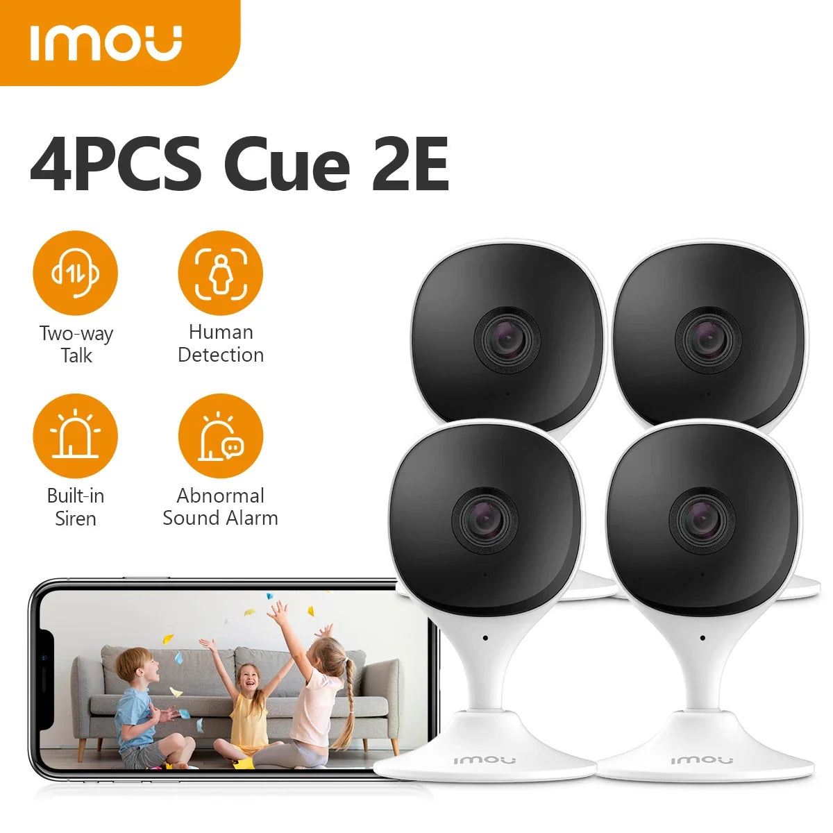 IMOU 4PCS Cue 2E 2/3MP Wifi Camera BabyMonitor Camera Human Detection Compact Smart Night Vision Camera Indoor Mini Surveillance