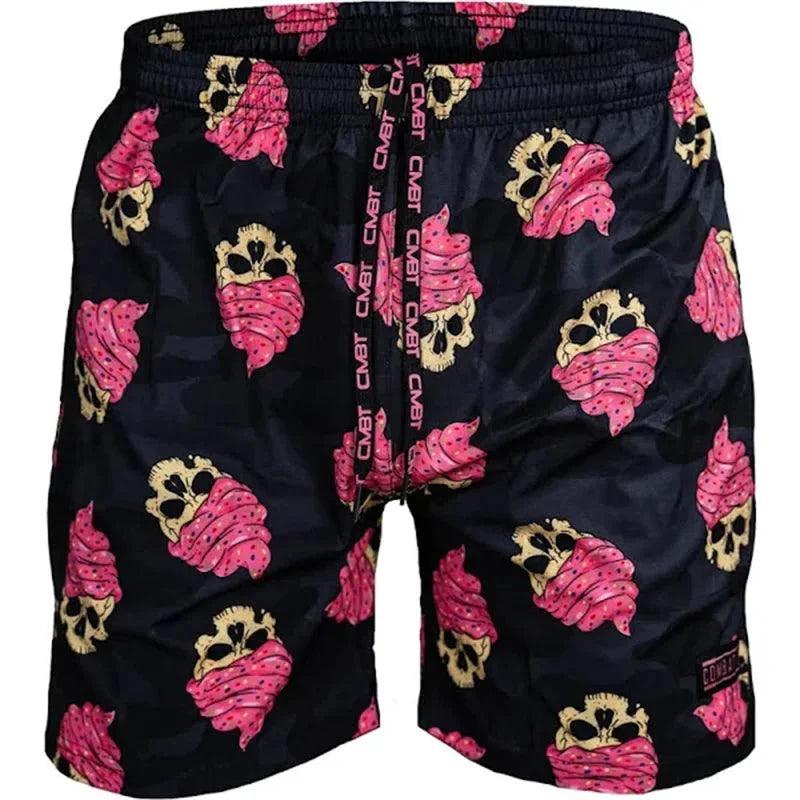 Skull Flowers 3D Printed Casual Shorts Summer Unisex Street Gothic Cool Sports Shorts Skateboarding Short Pants Man Unisex - Lizard Vigilante