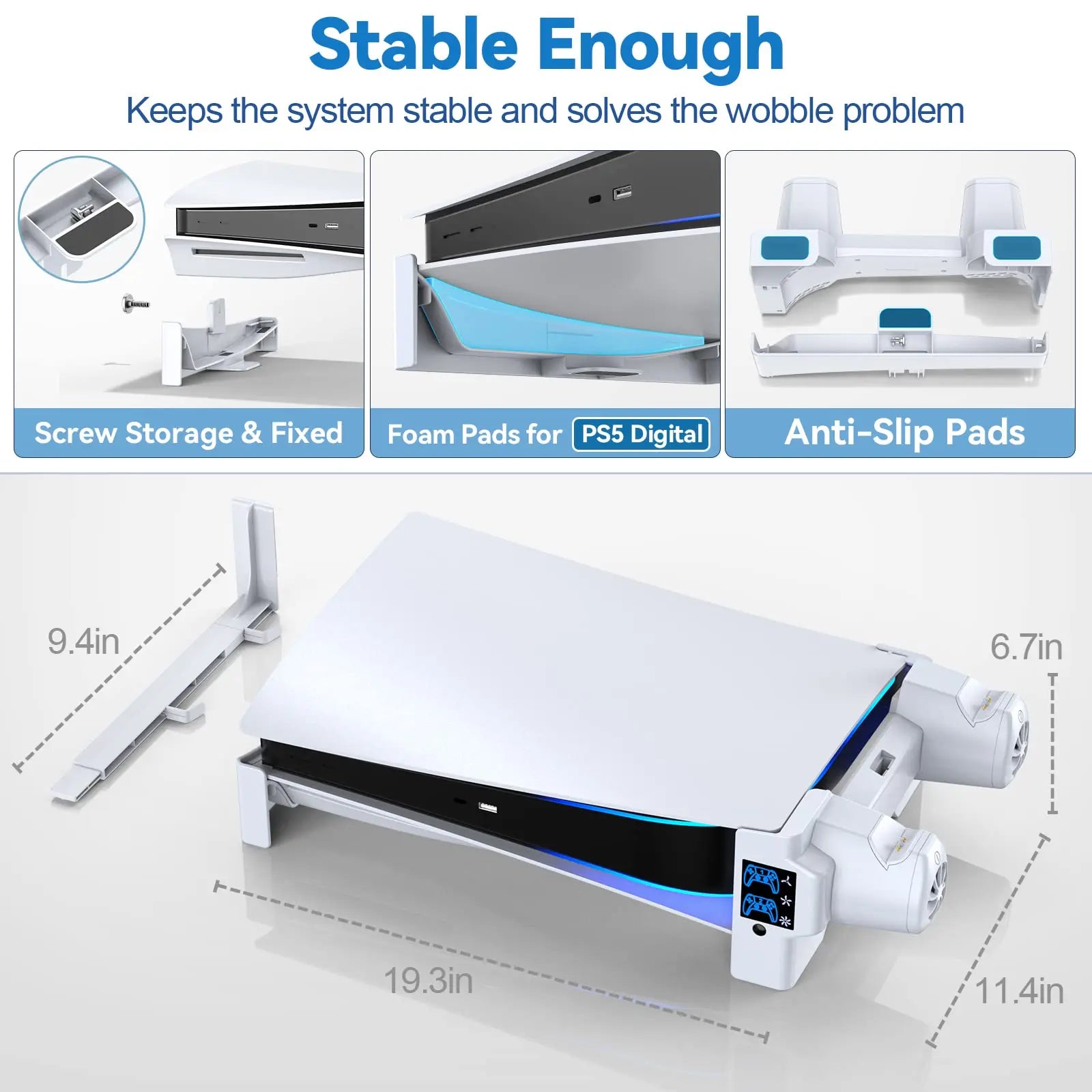 OIVO PS5 Horizontal Cooling Stand with 3-Level Fans – Controller Charging Station & Headset Holder - Premium cooling stand from Lizard Vigilante - Just $88.88! Shop now at Lizard Vigilante