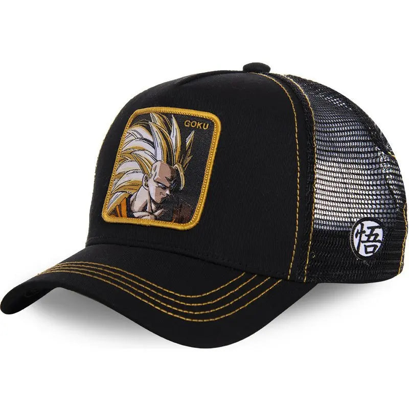 New Dragon Ball Trucker Hat Son Goku Cap Summer Travel Peaked Cap Men's Embroidery Hip-Hop Cap Style Sun Visor Adjustable Mesh - Premium cap from Lizard Vigilante - Just $4.99! Shop now at Lizard Vigilante