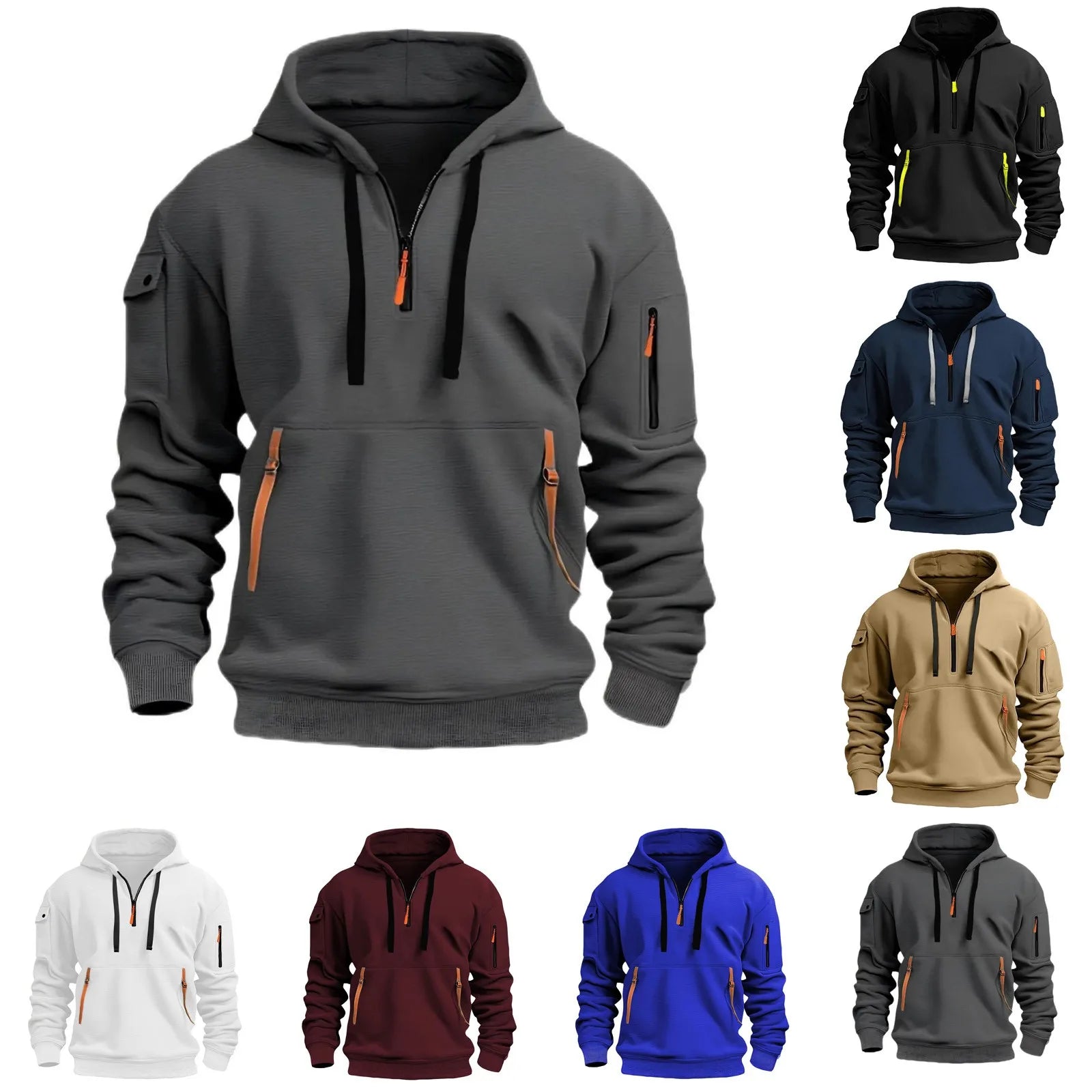 Big and Tall Men's Hooded Sweatshirt – Casual Long Sleeve Spring and Autumn Hoodie for Outdoor Leisure - Premium sweatshirt hoodie from Lizard Vigilante - Just $42.99! Shop now at Lizard Vigilante