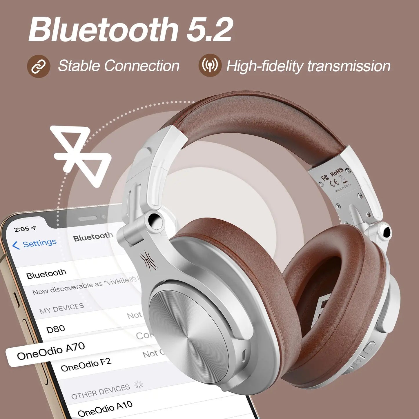 Oneodio A70 Fusion Wired + Wireless Bluetooth 5.2 Headphones - Over Ear Studio DJ Headset with Mic - Premium headphones from Lizard Vigilante - Just $76.99! Shop now at Lizard Vigilante