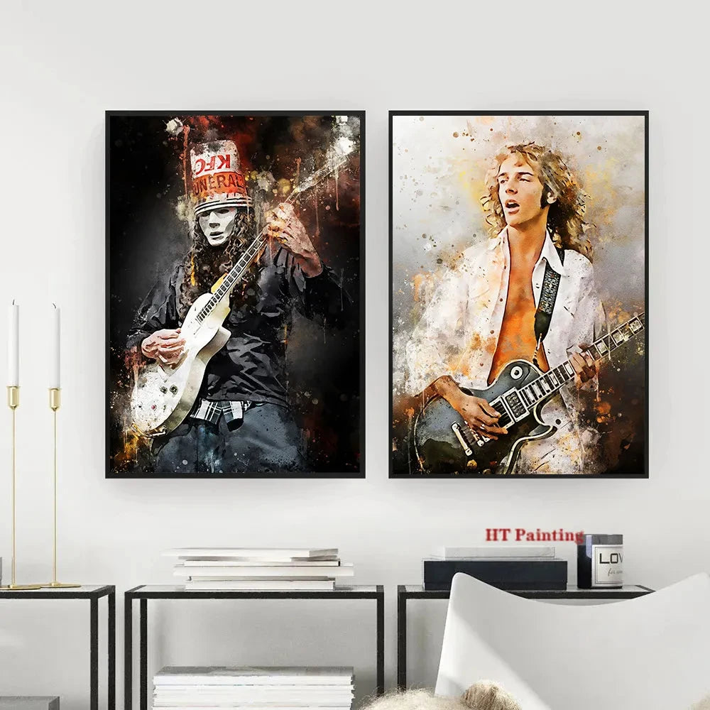 Famous Guitar Musicians Canvas Poster - Frank Zappa, Ace Frehley, Van Halen Wall Art - Premium Poster from Lizard Vigilante - Just $9.99! Shop now at Lizard Vigilante