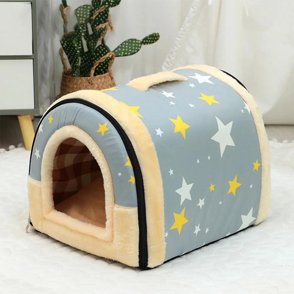 Portable Handle Type House For Cats 16 Kinds Printings Semi-enclosed 3D Plush Removable&Washable Warm Cat Villa Tent - Premium pet supplies from Lizard Vigilante - Just $20.99! Shop now at Lizard Vigilante