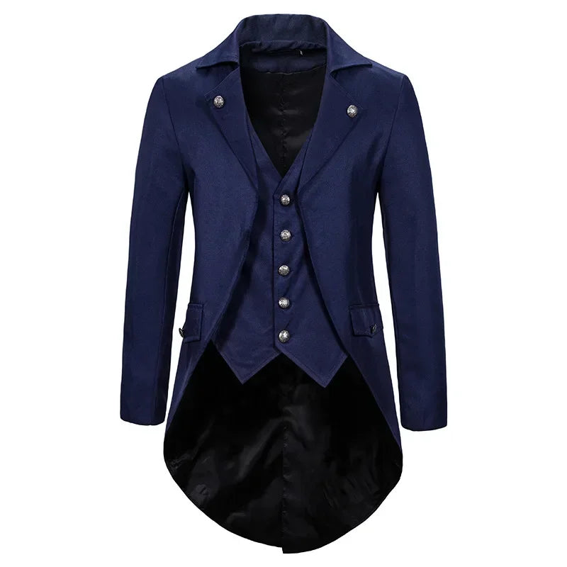 Men's Red Steampunk Tailcoat Jacket – Gothic Victorian Party, Prom & Stage Tuxedo Blazer - Premium jacket from Lizard Vigilante - Just $59.99! Shop now at Lizard Vigilante