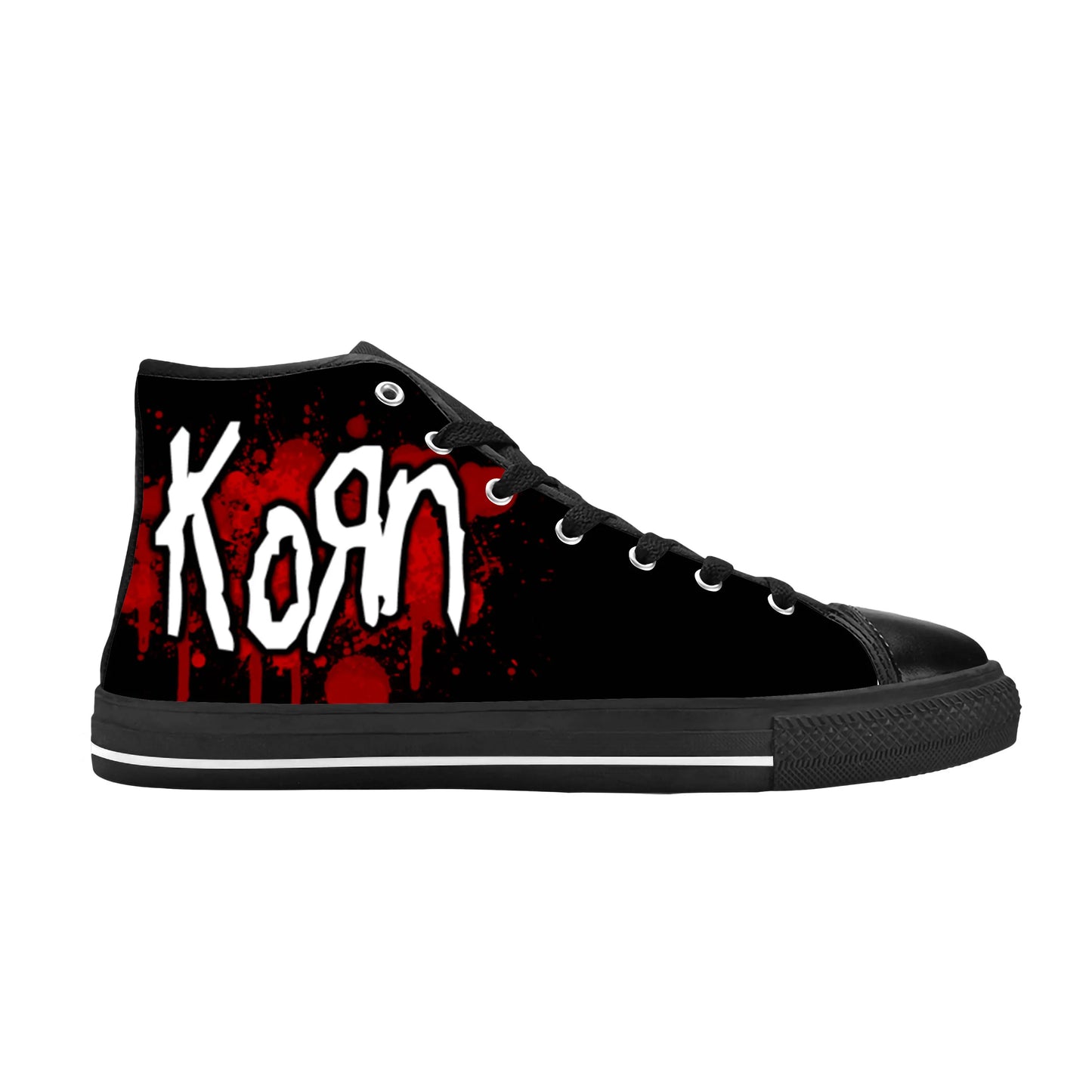 Korn 3D Print High Top Sneakers – Metal Rock Band Canvas Shoes for Men & Women | Comfortable, Breathable, and Stylish - Premium shoes from Lizard Vigilante - Just $48.88! Shop now at Lizard Vigilante