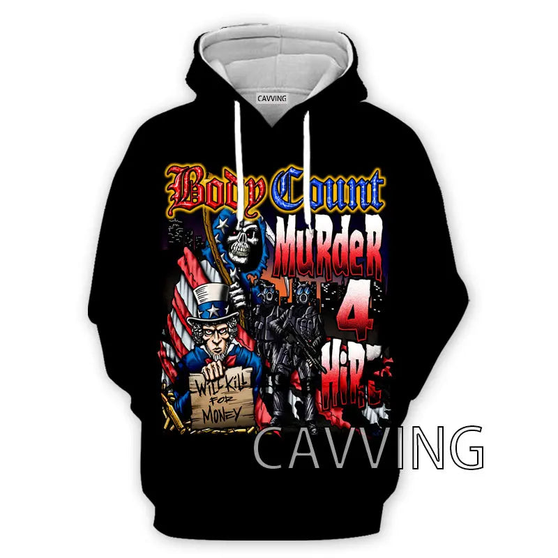 CAVVING 3D Printed Body Count Metal Hoodie: Ice-T Band Harajuku Streetwear for Men and Women - Premium Long-sleeve hoodie from Lizard Vigilante - Just $49.99! Shop now at Lizard Vigilante