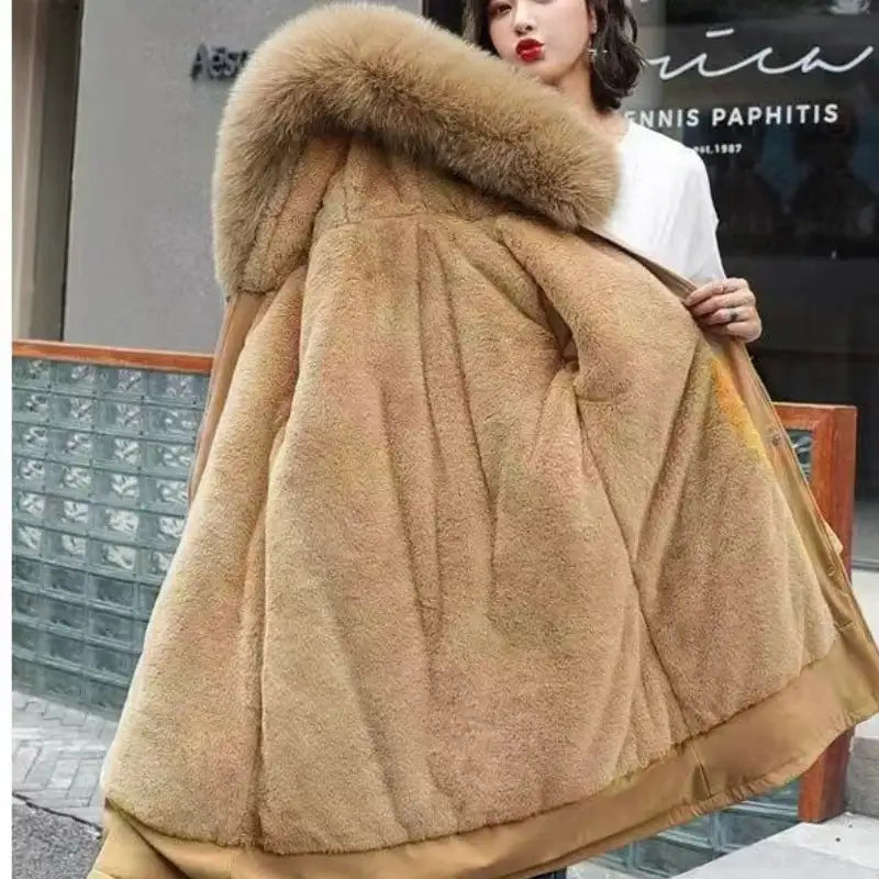 New In Coats & Jackets Women's Winter Padded Jacket Loose Casual Outerwears Fleece Hodded Windbreaker Elegant Office Lady's Coat