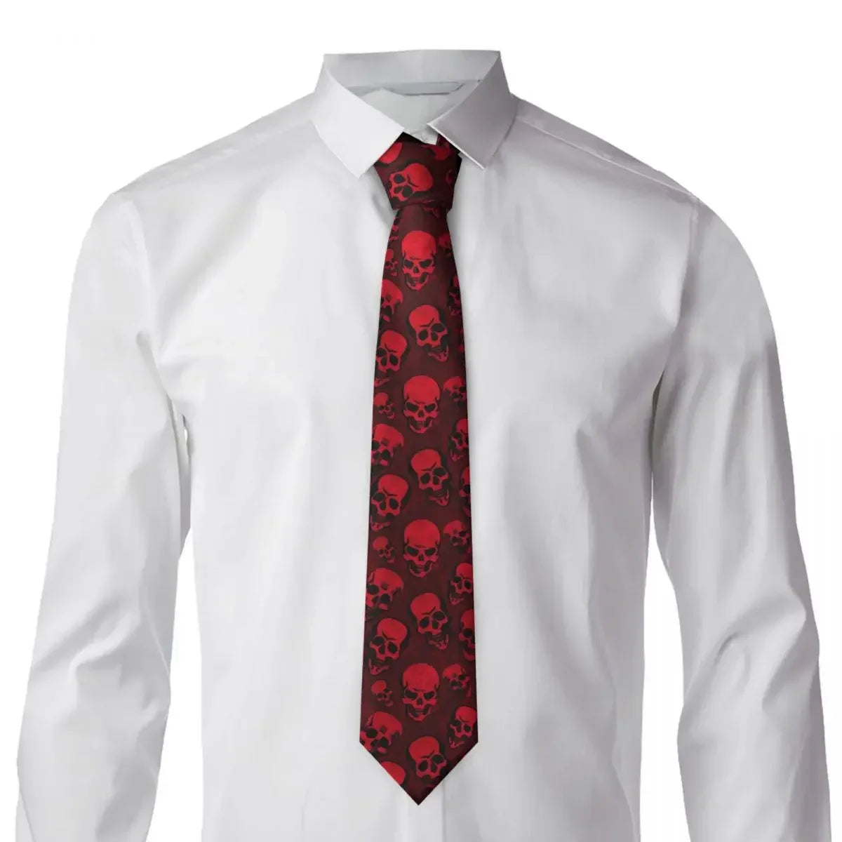 Red Skull Print Tie – Cartoon Fashion Neck Tie for Men and Women | Cool Graphic Collar Accessory - Premium necktie from Lizard Vigilante - Just $21.88! Shop now at Lizard Vigilante