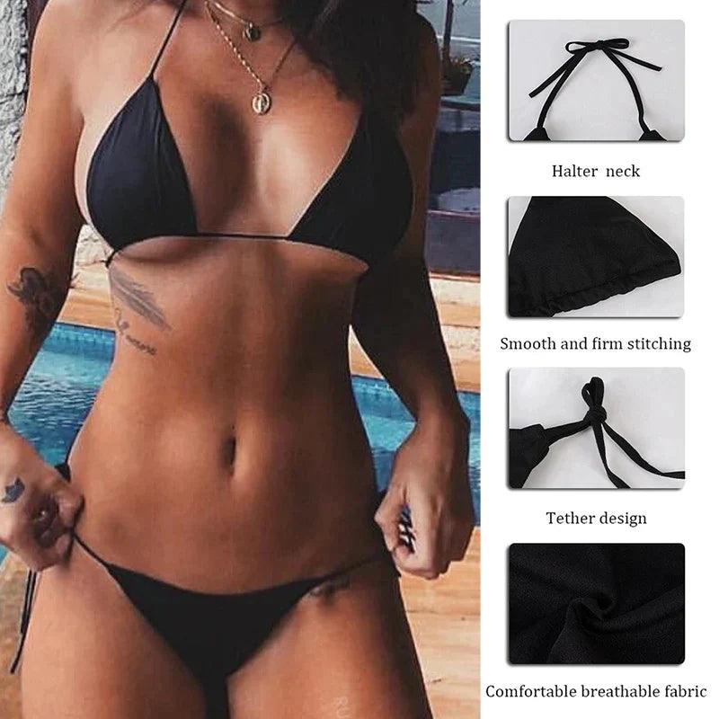 Fashion Flag Pattern 3D printing Swimsuit Women Desirable Two Piece Low Waist Halter Bathing Suits Beach Bikini - Lizard Vigilante