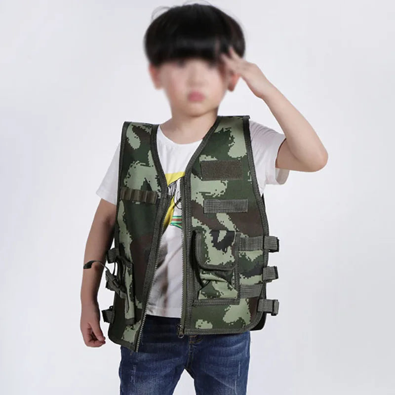 Kids' Tactical Camouflage Vest – Outdoor CS Game, Hunting, Fishing & Cosplay Gear for Boys and Girls - Premium vest from Lizard Vigilante - Just $28.88! Shop now at Lizard Vigilante