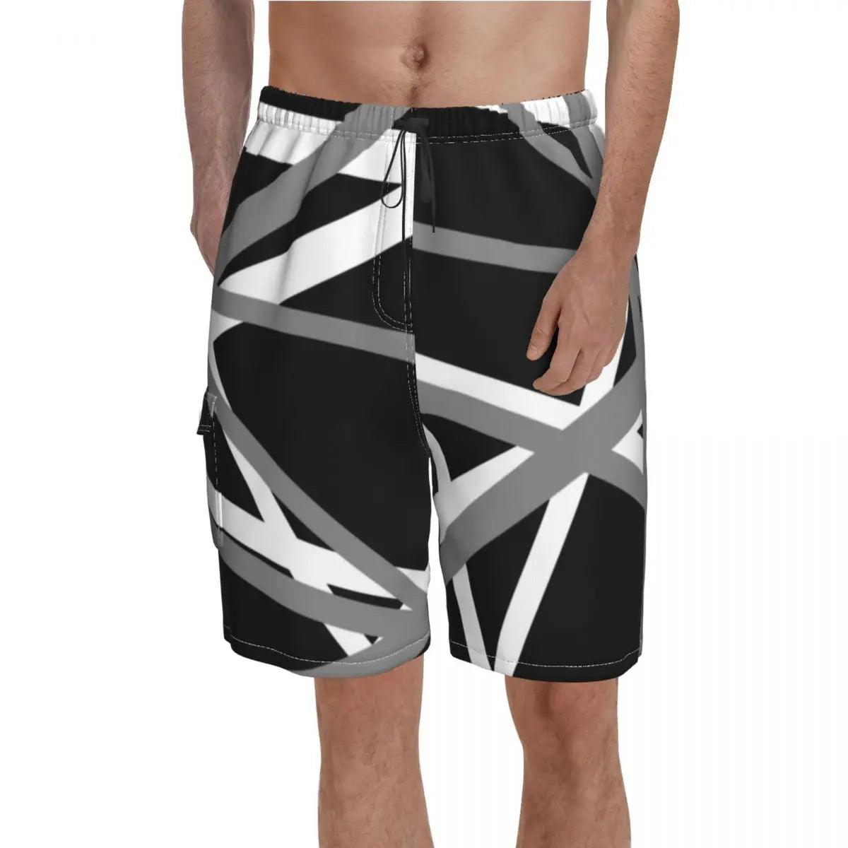 Van Halen Board Shorts Frankenstrat Discolorful Beach Short Pants Elastic Waist Classic Print Swimming Trunks Big Size - Lizard Vigilante