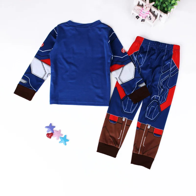 Avengers Superhero Pajama Set — Boys Long Sleeve Spider-Man & Iron Man Nightwear Cosplay Costume