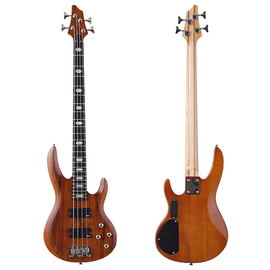 4 Strings Right hand with frets Matte Electric Bass Guitar 43inch Zebrawood Top solid okoume wood body bass guitar with EQ - Lizard Vigilante