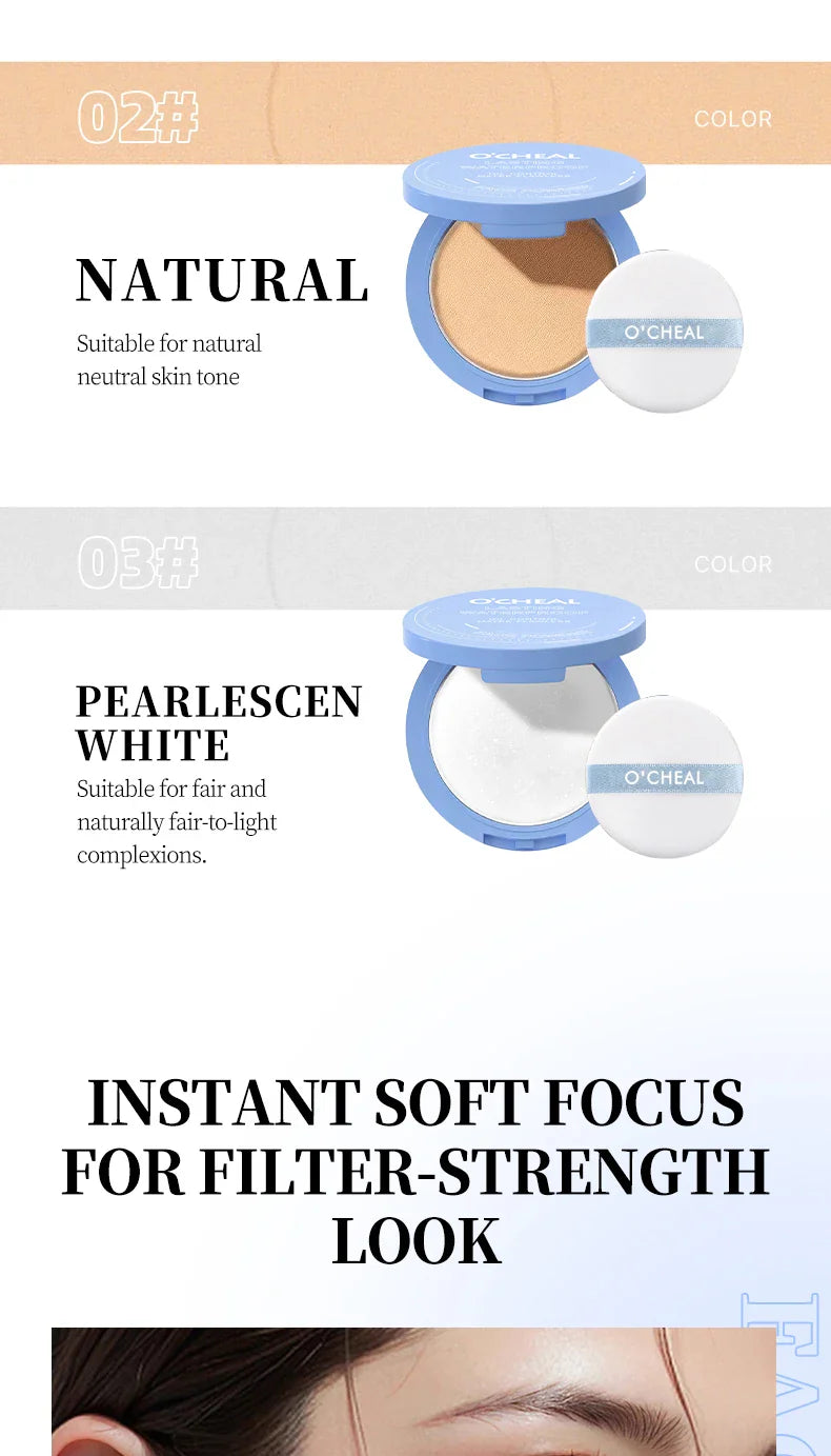 Ocheal Matte Face Setting Powder Oil-control Lightweight Radiant Foundation Pressed Powder Face Full Coverage Makeup Cosmetic