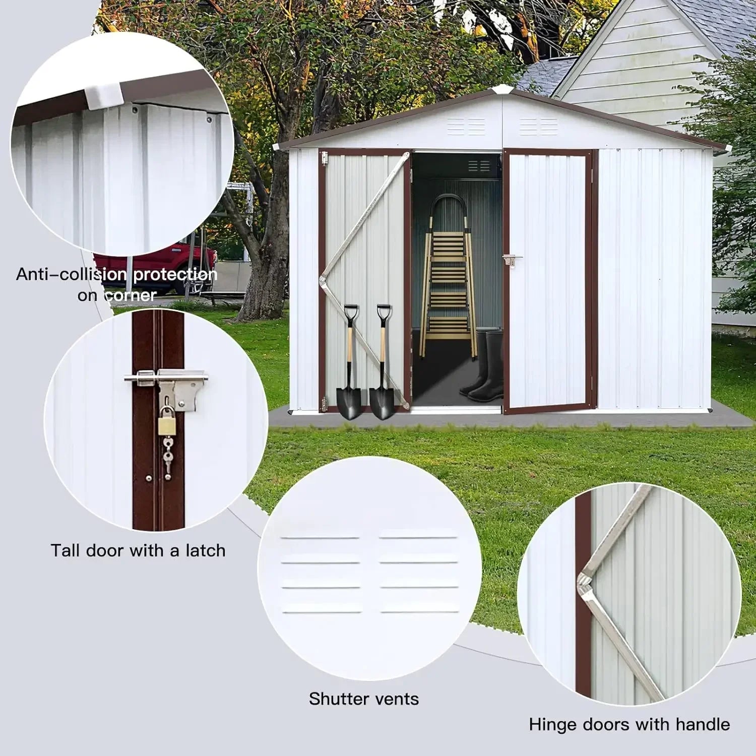 8x6 FT Heavy-Duty Outdoor Storage Shed - Lockable Metal Tool Shed - Premium shed from Lizard Vigilante - Just $388.88! Shop now at Lizard Vigilante