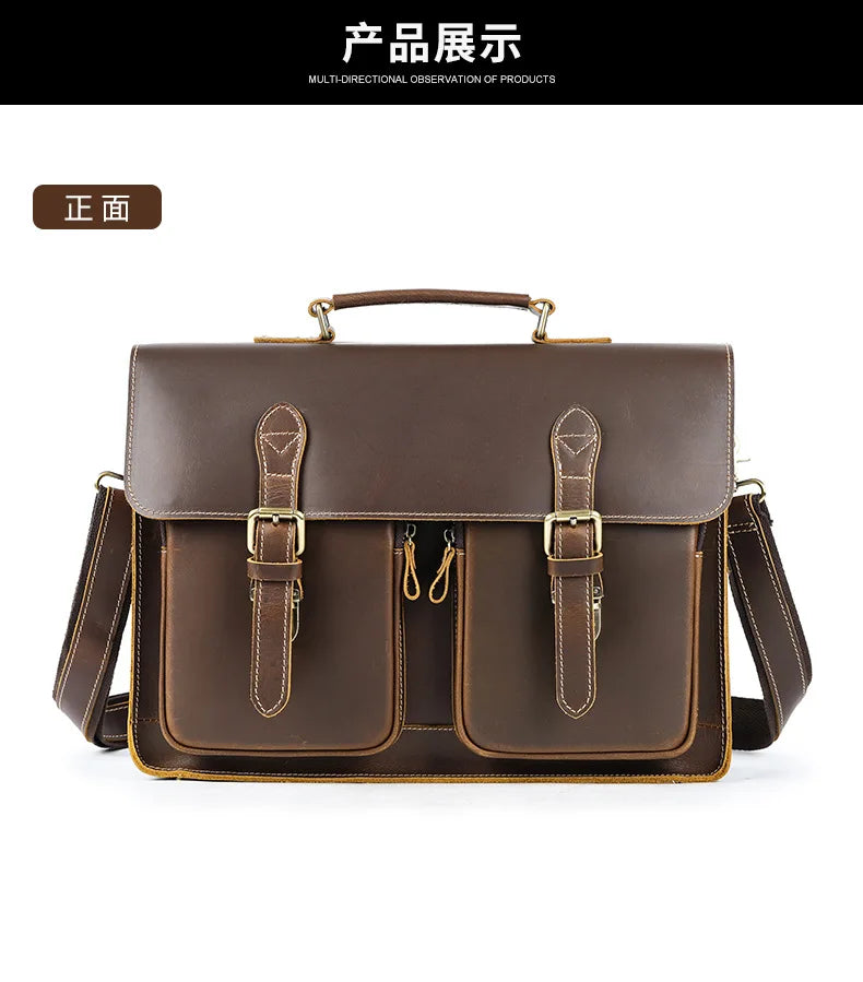 Vintage Leather Briefcase - Timeless Elegance and Durability - Premium handbag from Lizard Vigilante - Just $187.99! Shop now at Lizard Vigilante