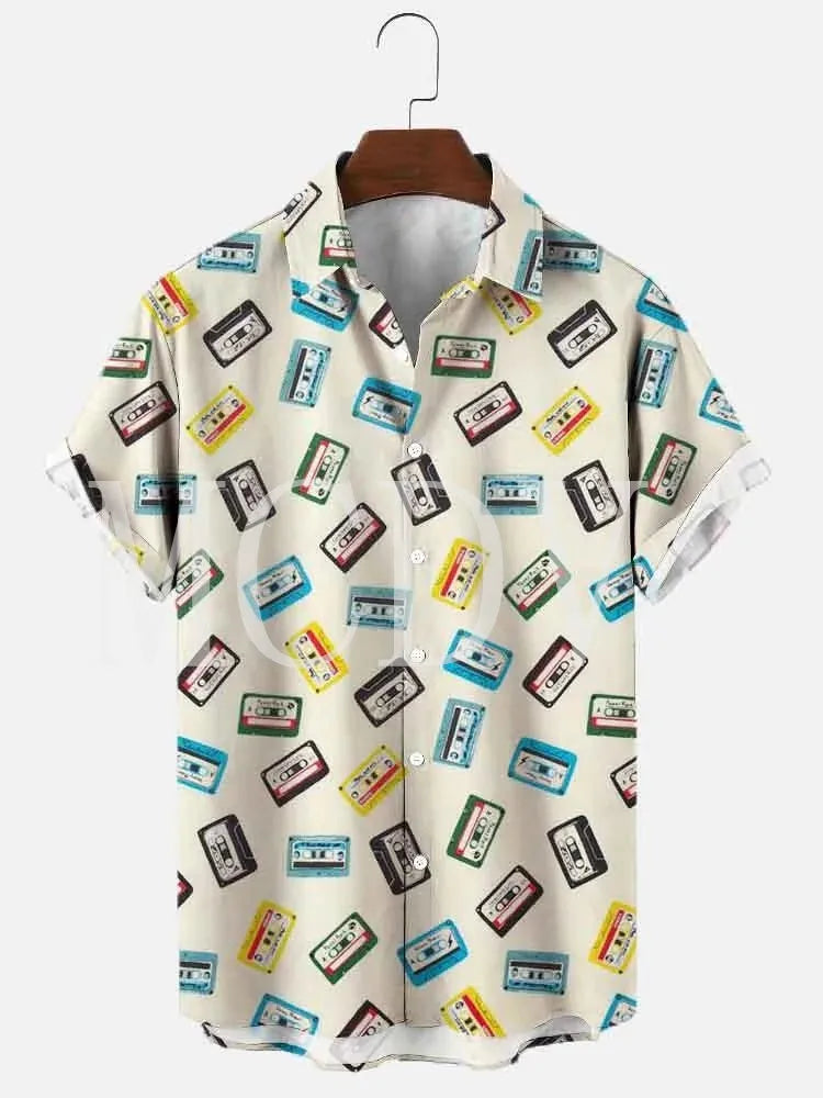 Men's Rockabilly Vintage Rocker Rock N Roll Printed Casual Breathable Short Sleeve Hawaiian Shirt - Premium  from Lizard Vigilante - Just $20.99! Shop now at Lizard Vigilante