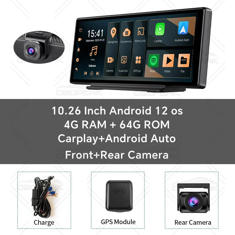 Android 13 AI Screen GPS Navigation K50 4G+64G 10.26 4G Carplay Android AUTO Dual Lens Dash Cam Rear View Mirror Video Recorder - Lizard Vigilante