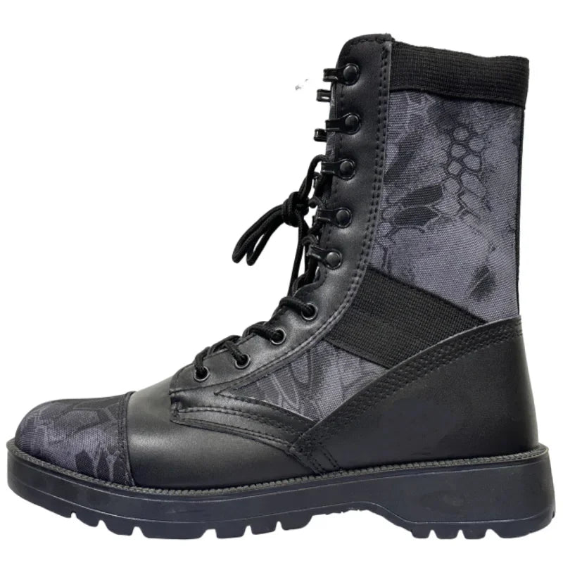 Tactical Cowhide Desert Boots for Men - Lightweight Outdoor Combat Hiking Shoes with Ankle Strap - Premium boots from Lizard Vigilante - Just $43.88! Shop now at Lizard Vigilante