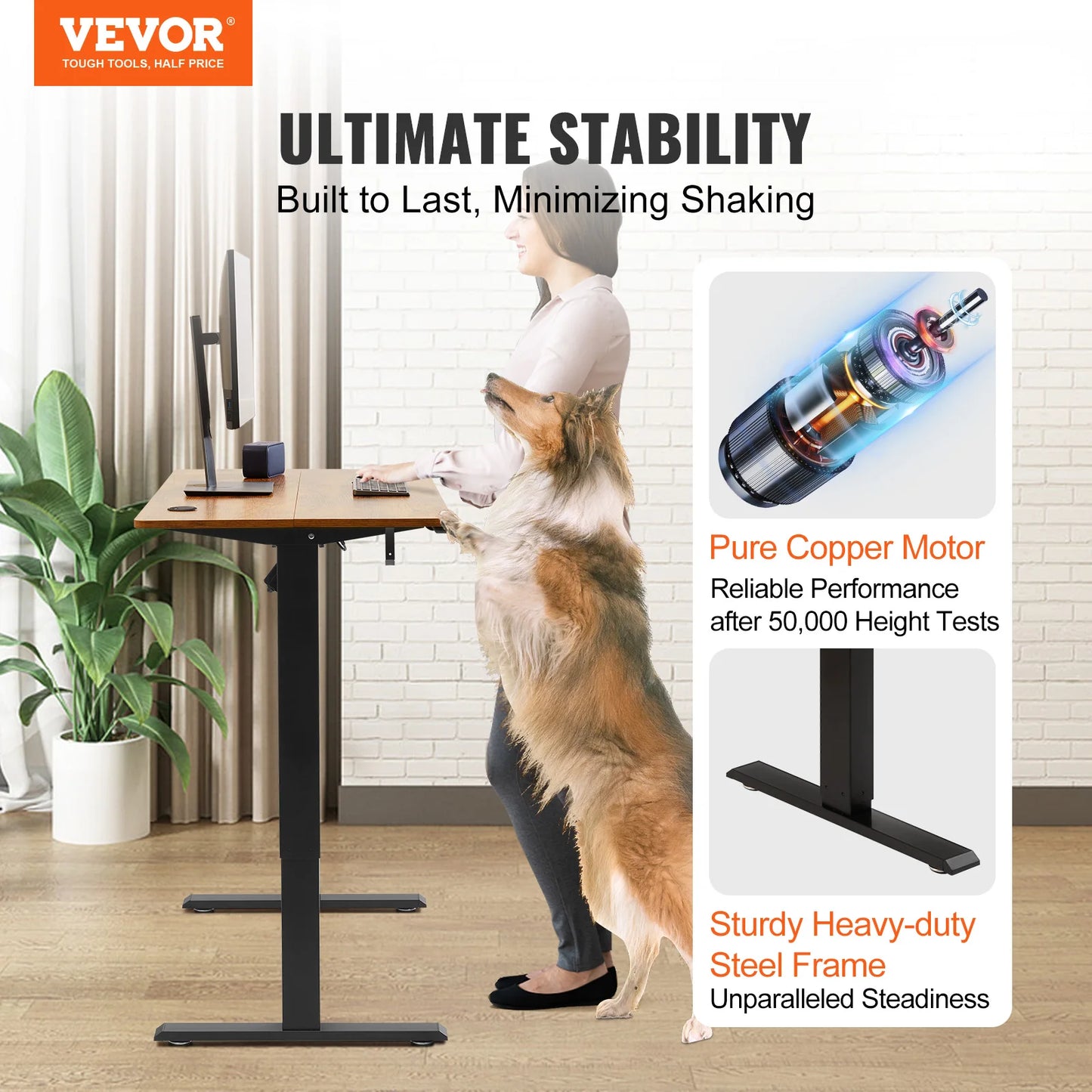 Easy To Use, VEVOR Electric Standing Desk Height Adjustable Standing Desk W/ Dual Protecting System High Load Capacity Table for Home Office - Premium desk from Lizard Vigilante - Just $257.99! Shop now at Lizard Vigilante